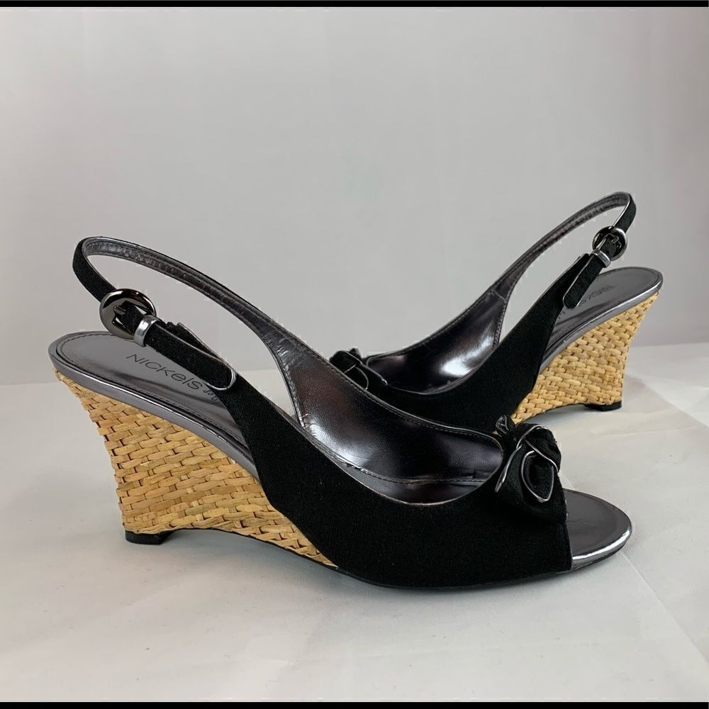 NICKELS SOFT Black sliver trim Slingback… - Picture 3 of 9